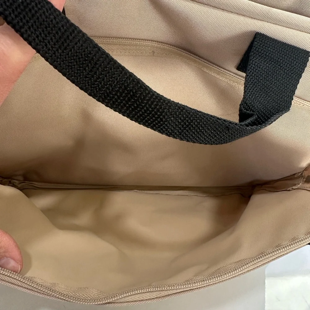 Calvin Klein Tan and Black Laptop Bag with Sturdy Fabric